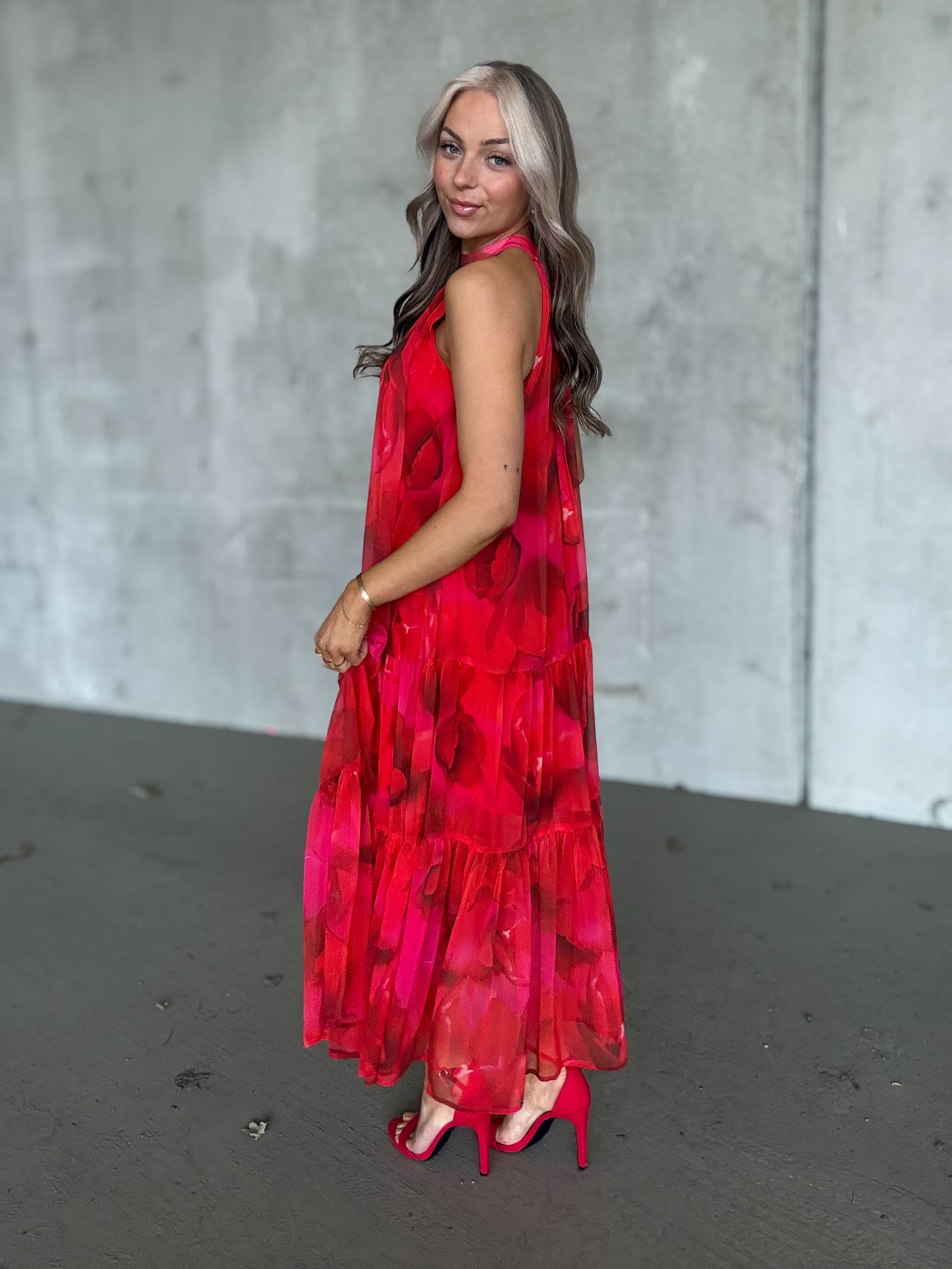 VICHIFINA Long Dress - Hibiscus